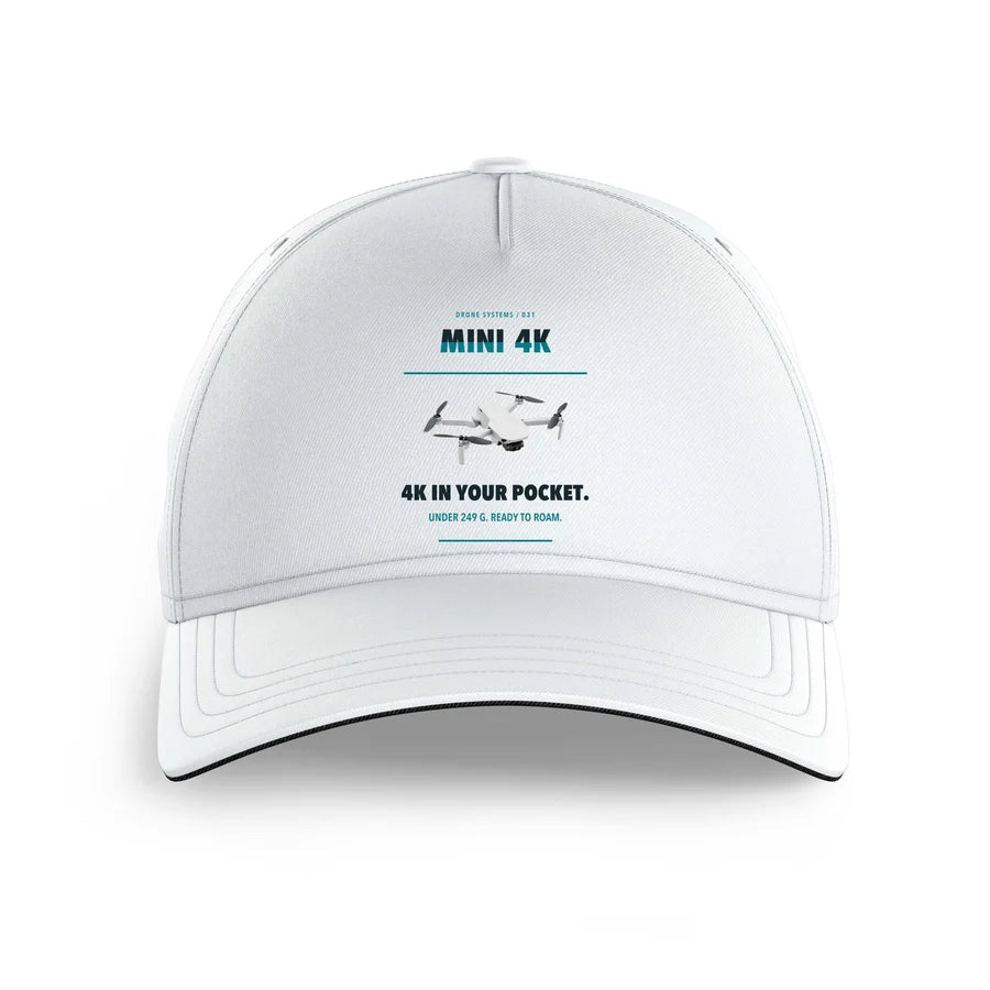 DJI Mini 4K design on white printed hat