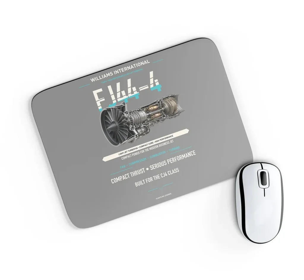 FJ44-4 design on gray rectangle mouse pad