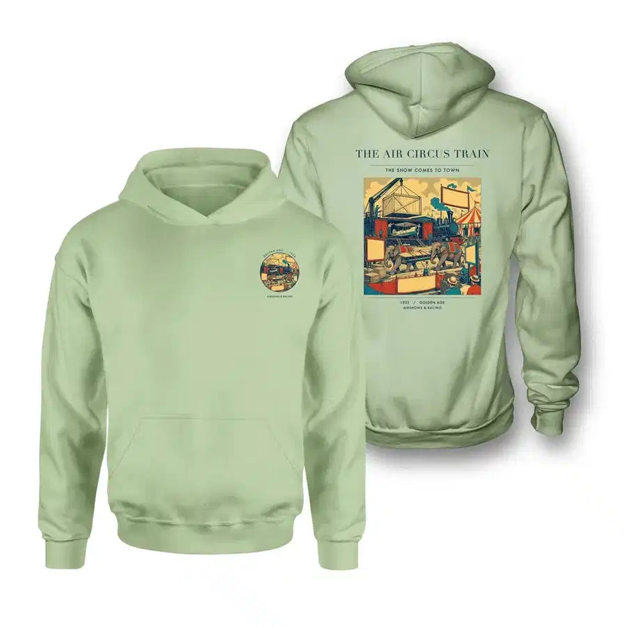 VINTAGE G4037 - The Air Circus Train - Double-Side Hoodie design on lightgreen double side