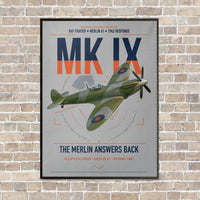 Thumbnail for Supermarine Spitfire Mk IX vertical canvas print - framed - light gray background