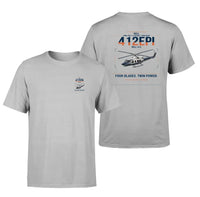 Thumbnail for Bell 412EPI design on light gray t-shirt, double-side print