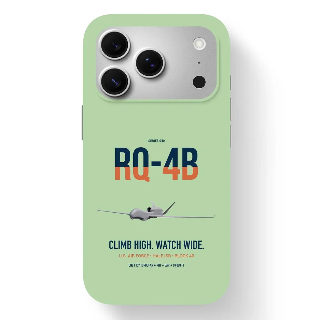 RQ-4B Global Hawk design on light green magsafe iphone case, for iPhone 17 Pro