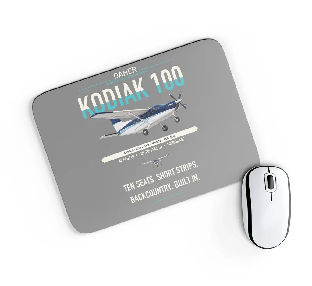 Daher Kodiak 100 Series III design on gray rectangle mouse pad