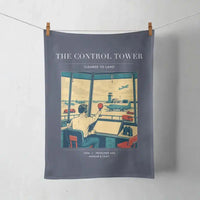 Thumbnail for VINTAGE G4093 - The Control Tower - Designed Towels design on navyblue