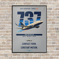 Thumbnail for Boeing 737-700 NG vertical canvas print - framed - light gray background