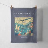 Thumbnail for VINTAGE G4039 - The Lake Regatta - Designed Towels design on navyblue