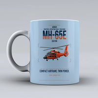 Thumbnail for Airbus MH-65E Dolphin design on light blue ceramic mug, double-side print