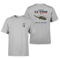 Thumbnail for Aérospatiale SA 330B Puma design on light gray t-shirt, double-side print