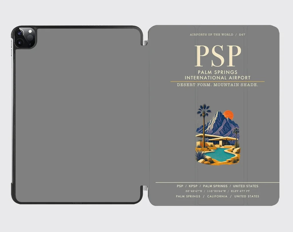 Palm Springs International Airport (PSP) design on gray ipad tablet case