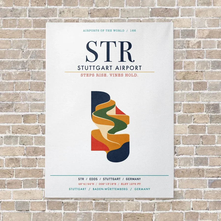 Stuttgart Airport STR vertical canvas print - no frame - white background