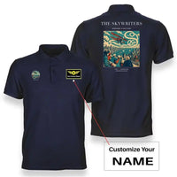 Thumbnail for VINTAGE G4036 - The Skywriters - Double-Side Polo T-Shirt design on navyblue+name