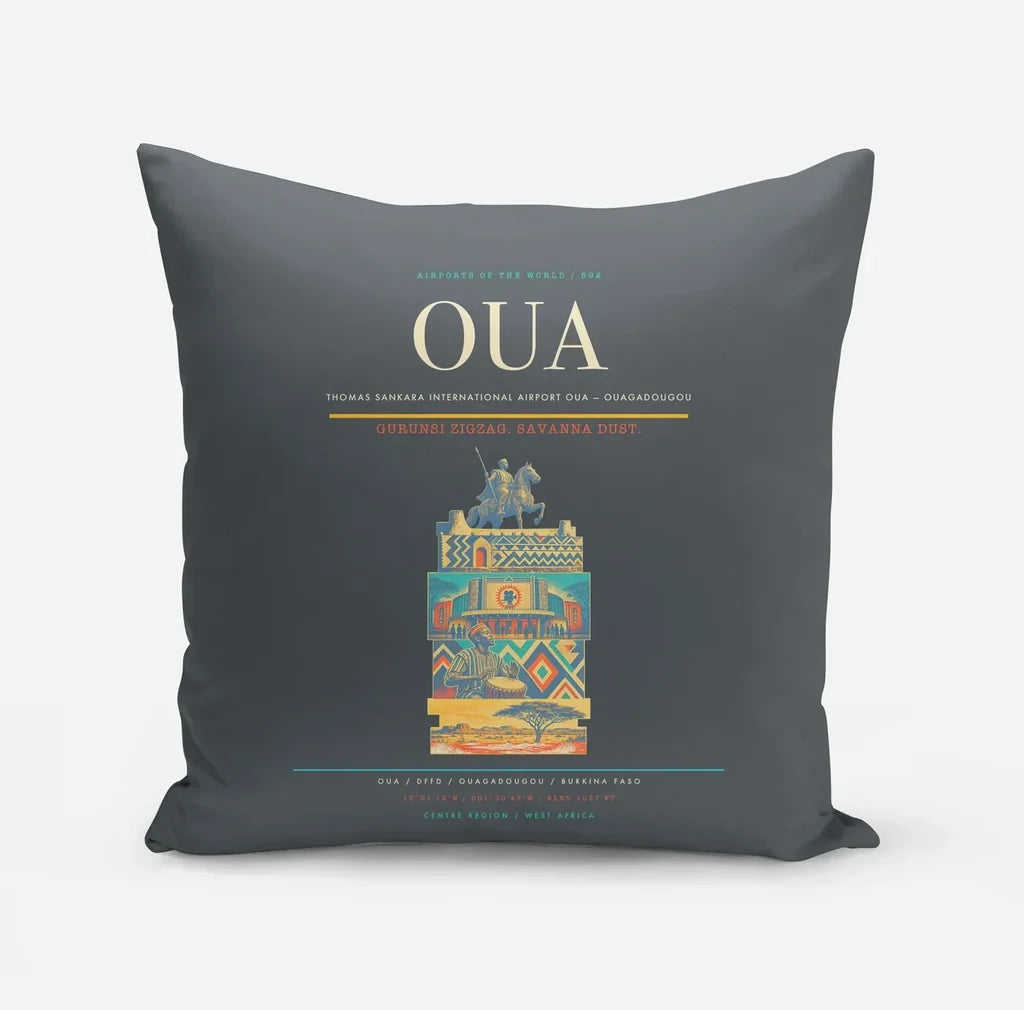Thomas Sankara International Airport (OUA) design on gray pillow