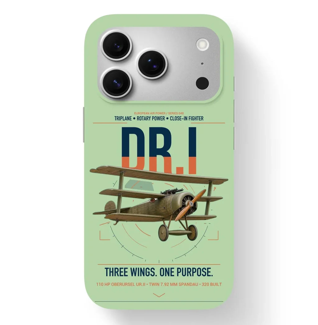 Fokker Dr.I design on light green magsafe iphone case, for iPhone 17 Pro