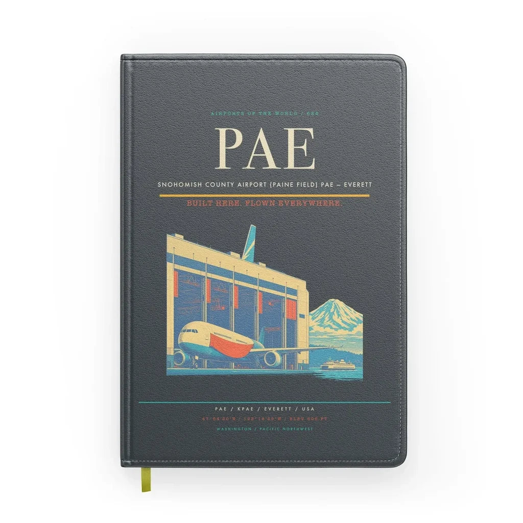 Snohomish County Airport (Paine Field) (PAE) design on gray notebook