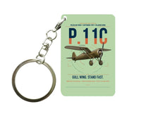 Thumbnail for PZL P.11c design on light green designed key chain, double-side print