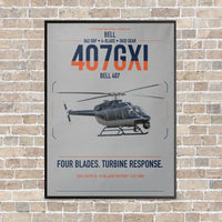 Thumbnail for Bell 407GXi vertical canvas print - framed - light gray background