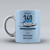 Thumbnail for Beechcraft King Air 360 design on light blue ceramic mug, double-side print