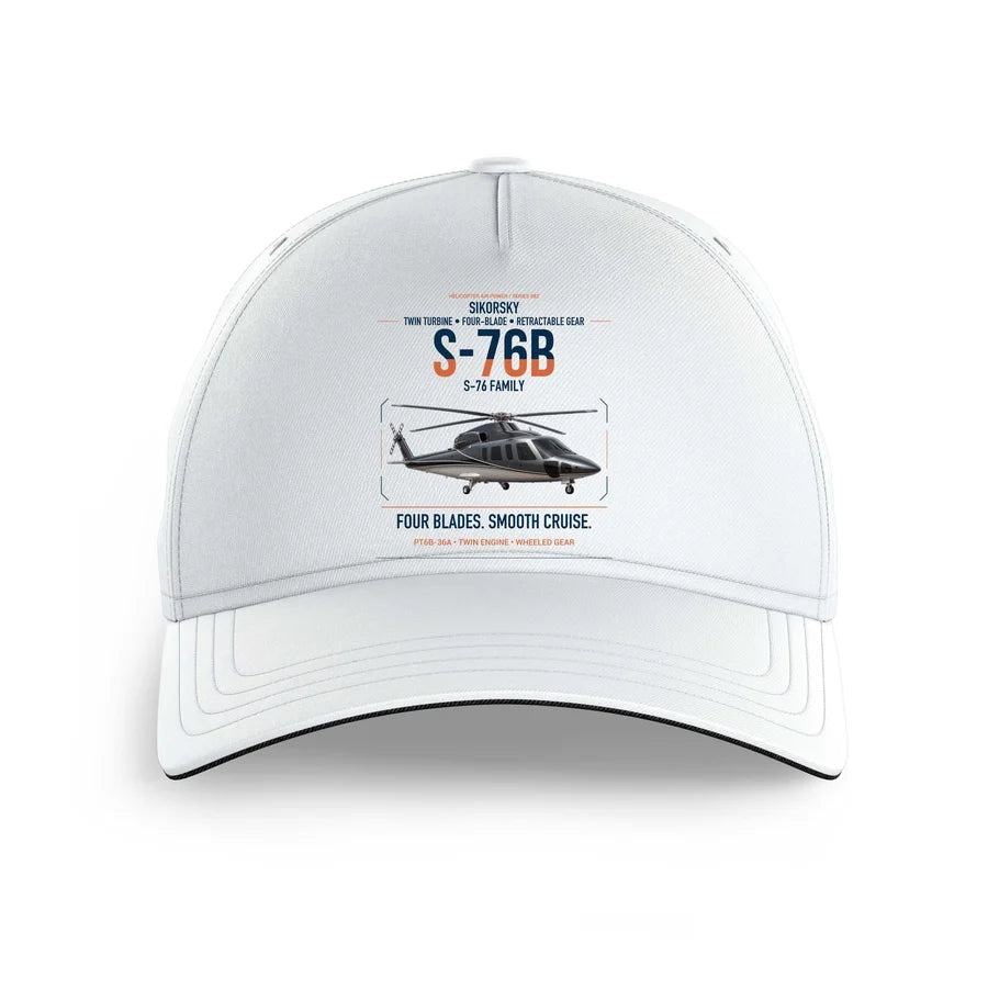 Sikorsky S-76B design on white printed hat