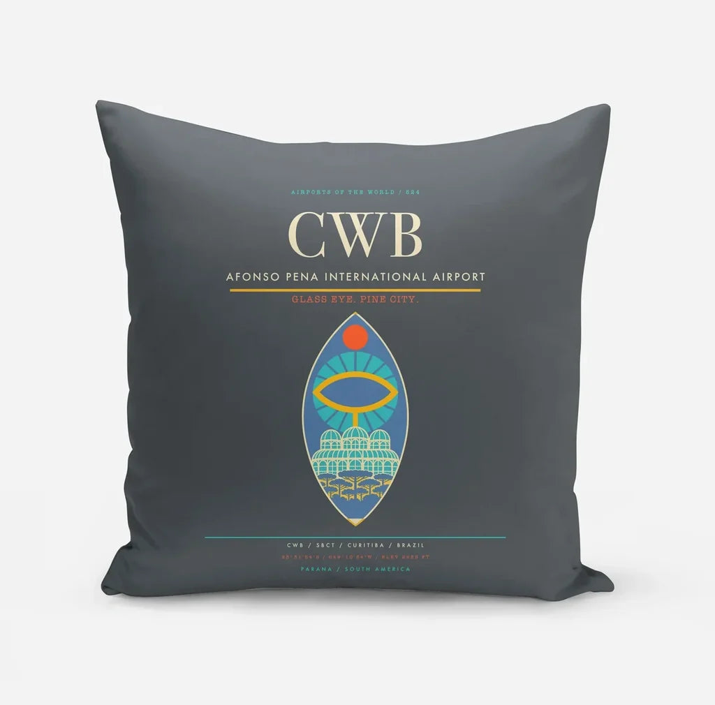 Afonso Pena International Airport (CWB) design on gray pillow