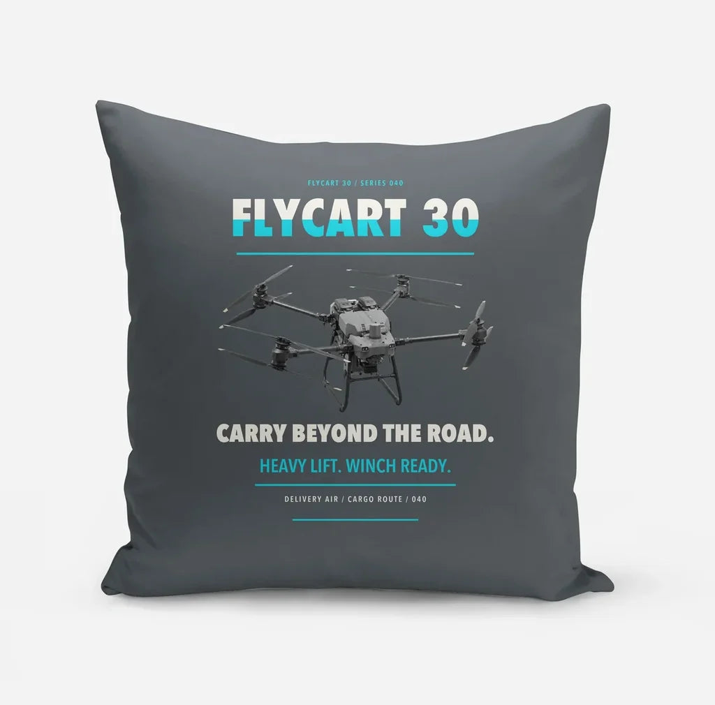 DJI FlyCart 30 design on gray pillow