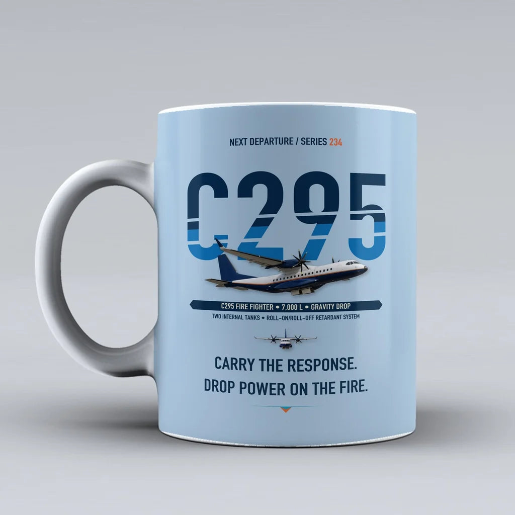 C295 Firefighter Mug design on light blue airbus