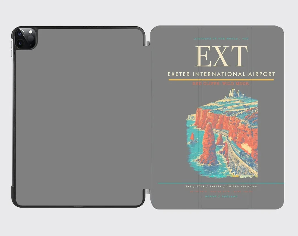 Exeter International Airport (EXT) design on gray ipad tablet case