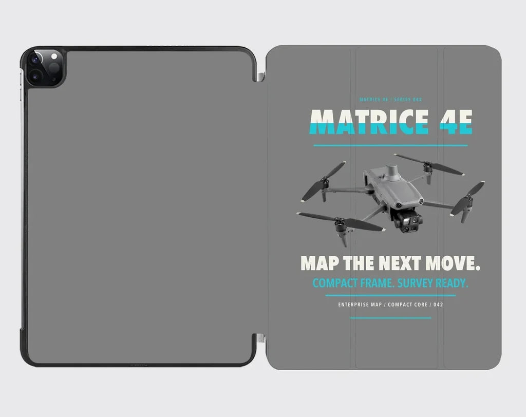 DJI Matrice 4E design on gray ipad tablet case