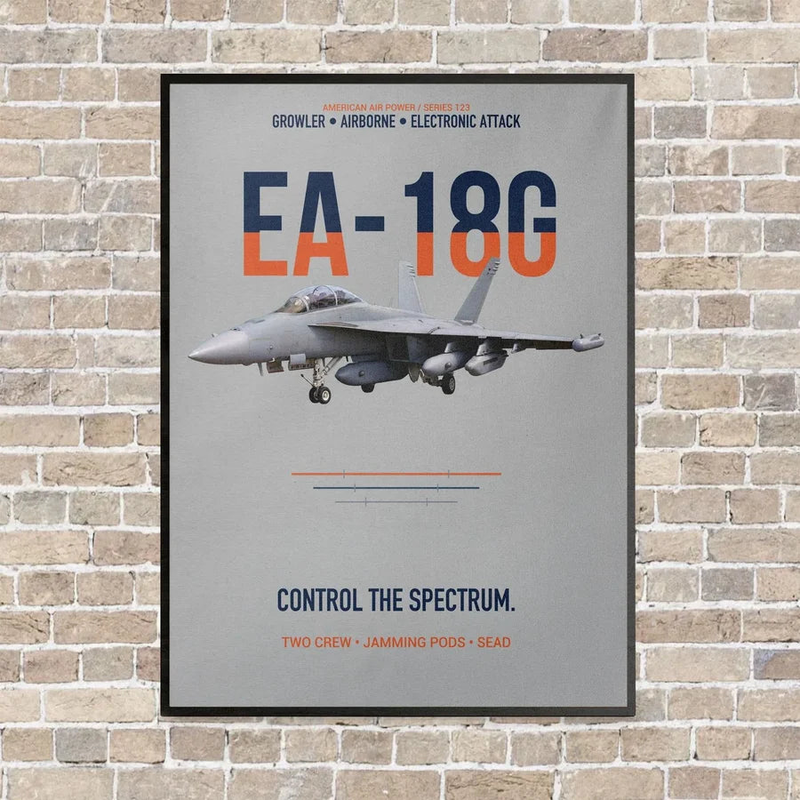 EA-18G Growler Control The Spectrum vertical canvas print - framed - light gray background