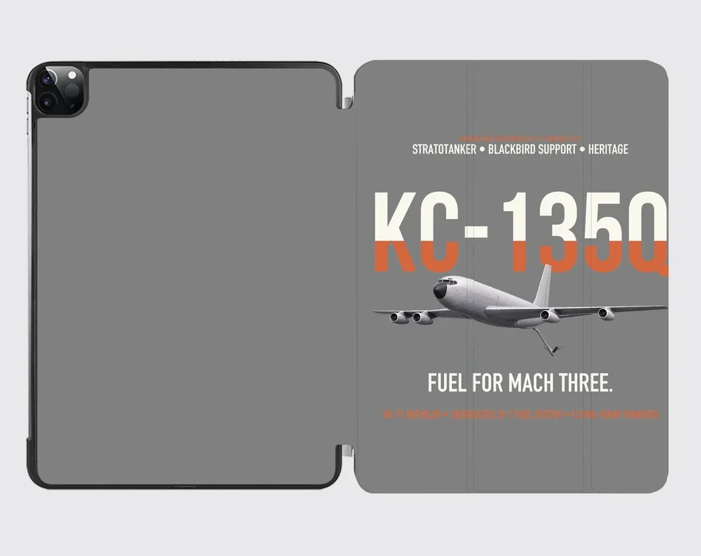 KC-135Q Blackbird Tanker design on gray ipad tablet case