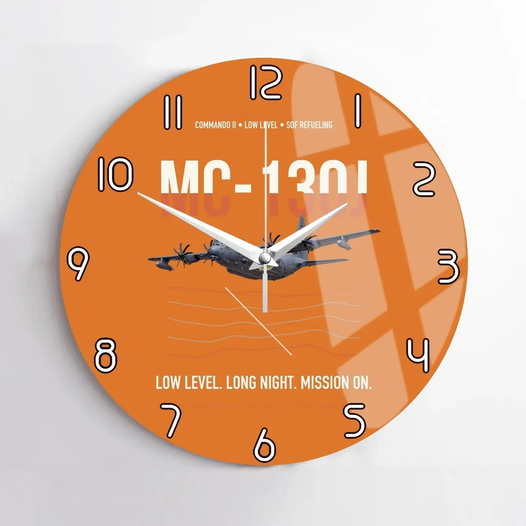 MC-130J COMMANDO II design on orange no frame wall clock