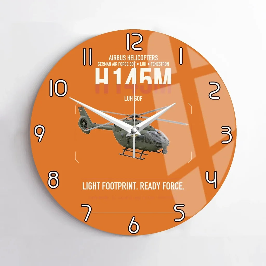 Airbus Helicopters H145M LUH SOF design on orange no frame wall clock