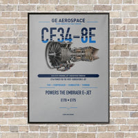 Thumbnail for CF34-8E vertical canvas print - framed - light gray background