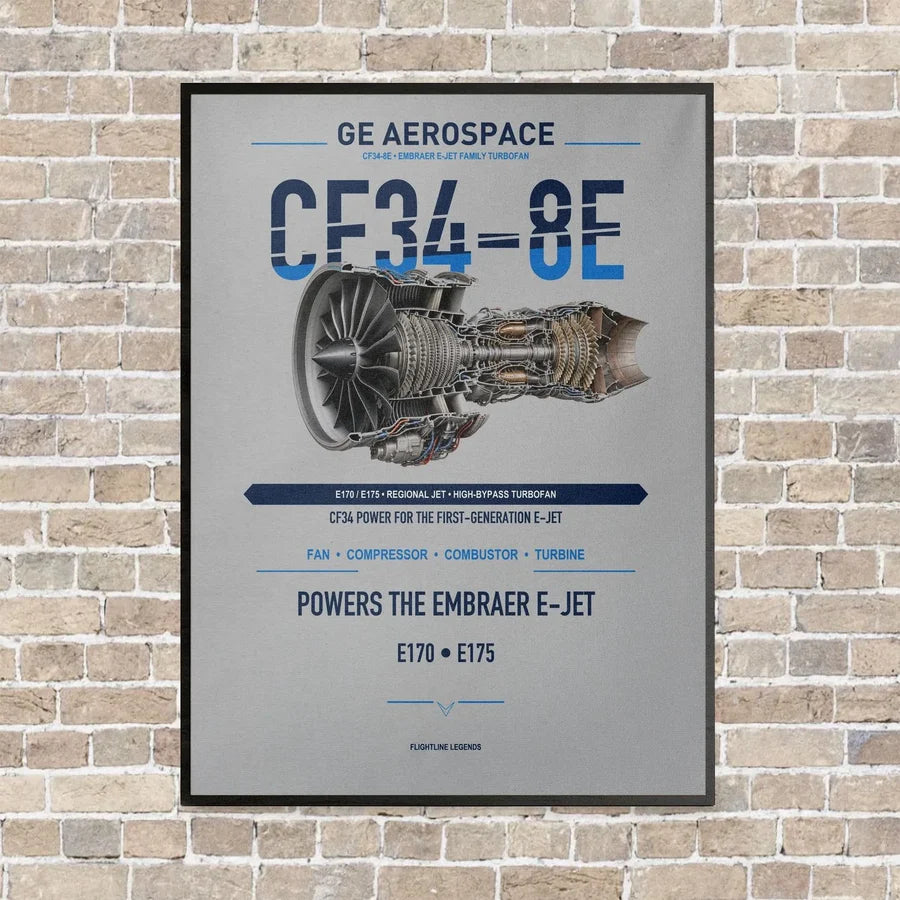 CF34-8E vertical canvas print - framed - light gray background