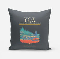 Thumbnail for Gander International Airport (YQX) design on gray pillow
