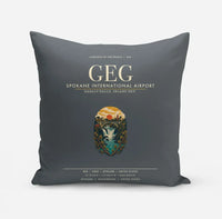Thumbnail for Spokane International Airport (GEG) design on gray pillow