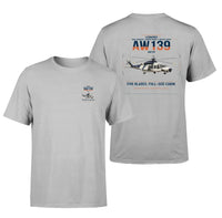 Thumbnail for Leonardo AW139 design on light gray t-shirt, double-side print