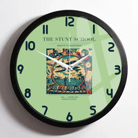 Thumbnail for VINTAGE G4044 - The Stunt School - Designed Wall Clocks design on lightgreen framed
