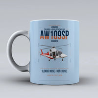 Thumbnail for Leonardo AW109SP GrandNew design on light blue ceramic mug, double-side print