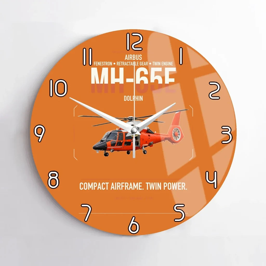 Airbus MH-65E Dolphin design on orange no frame wall clock