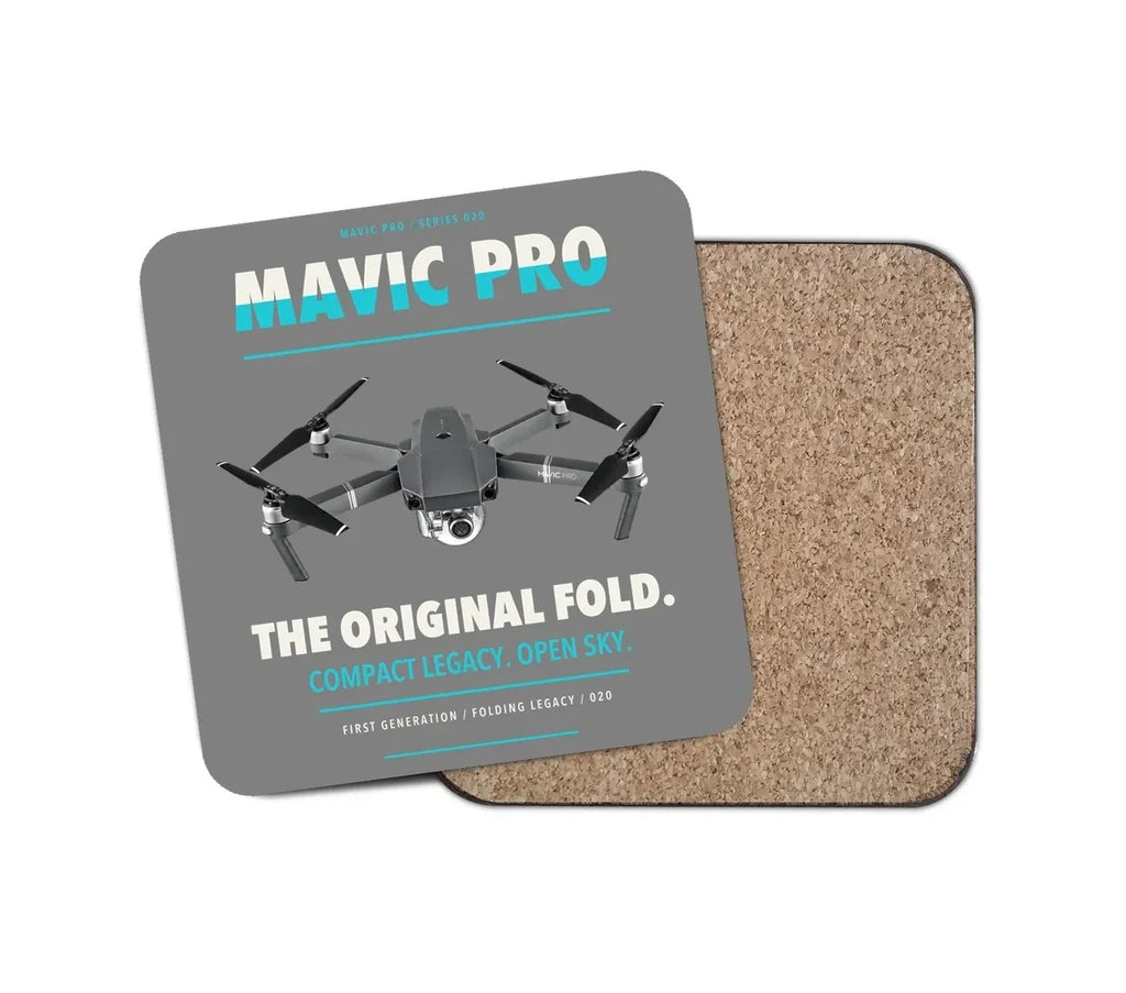 DJI Mavic Pro design on gray 1 piece coaster
