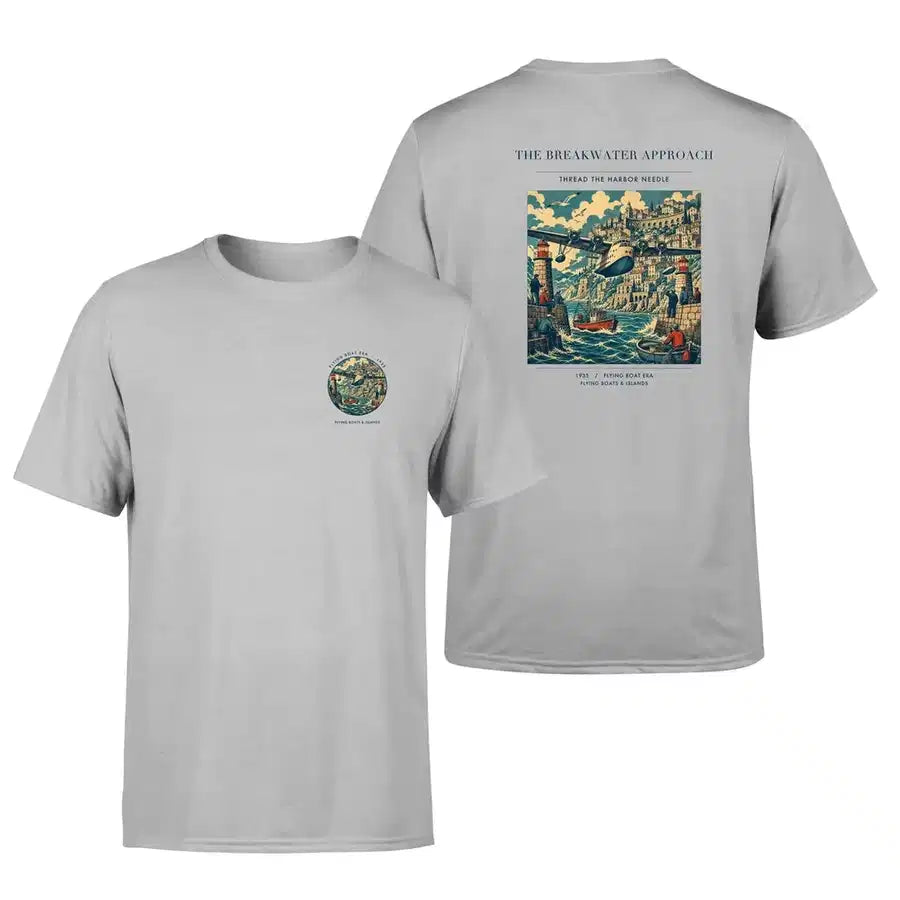 VINTAGE G4365 - The Breakwater Approach - Double-Side T-Shirt design on lightgray double side t shirt