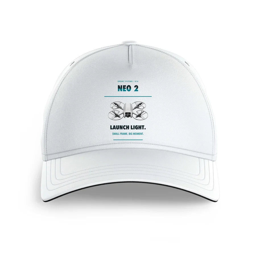 DJI Neo 2 design on white printed hat
