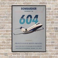Thumbnail for Bombardier Challenger 604 vertical canvas print - framed - light gray background