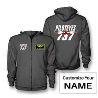 Thumbnail for Amazing Piloteyes737 Zipped Hoodie - Dark Gray + Name (Customizable)