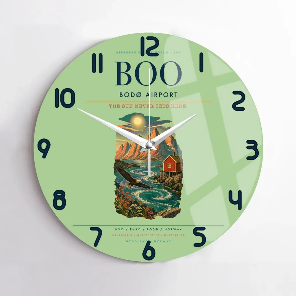 Bod Airport BOO Wall-Clock No-Frame - Light Green