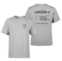 Thumbnail for HAL ALH Dhruv Mk III design on light gray t-shirt, double-side print