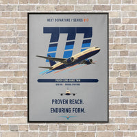 Thumbnail for Boeing 777-200ER vertical canvas print - framed - light gray background