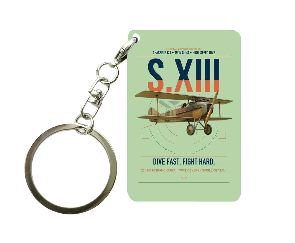 SPAD S.XIII C.1 design on light green designed key chain, double-side print