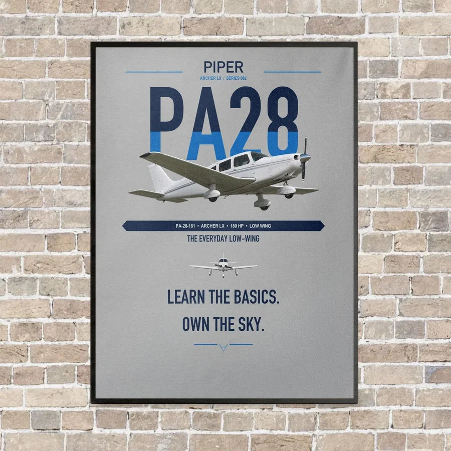 Piper PA-28-181 Archer LX vertical canvas print - framed - light gray background