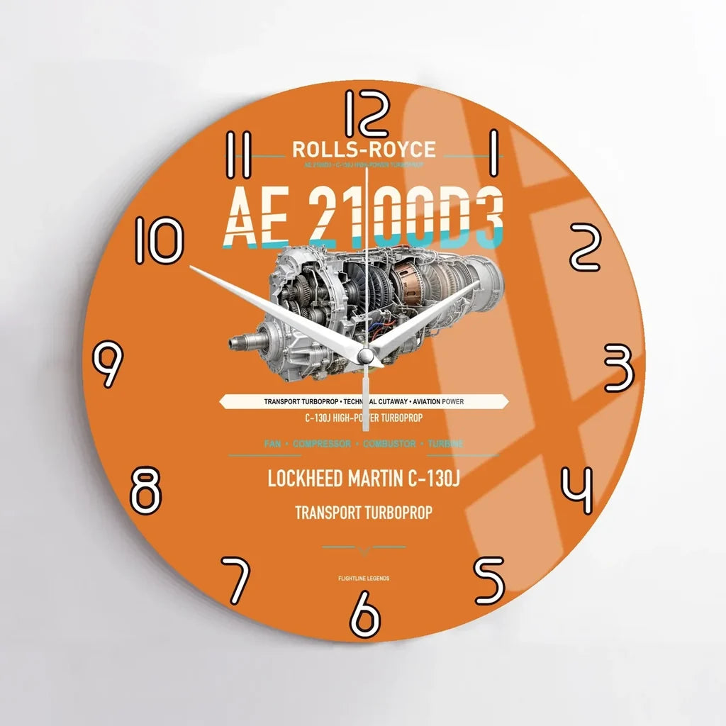 AE 2100D3 design on orange no frame wall clock